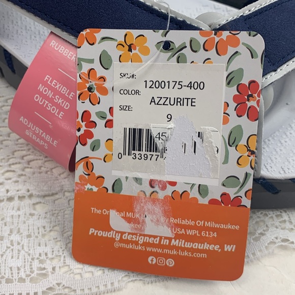 Muk luks Azzurite Sandals Sz 9 New NWT Navy blue Gray Light cushioned Non skid - Picture 6 of 13